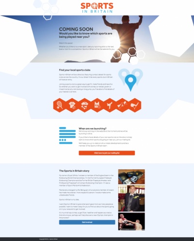 Sports in Britain Website Design and Landing Page
