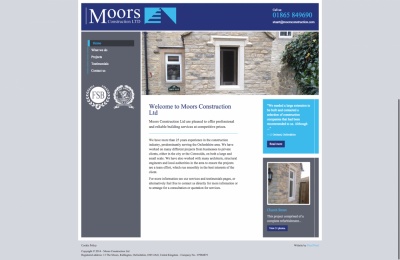 Moors Construction Website Design and Development